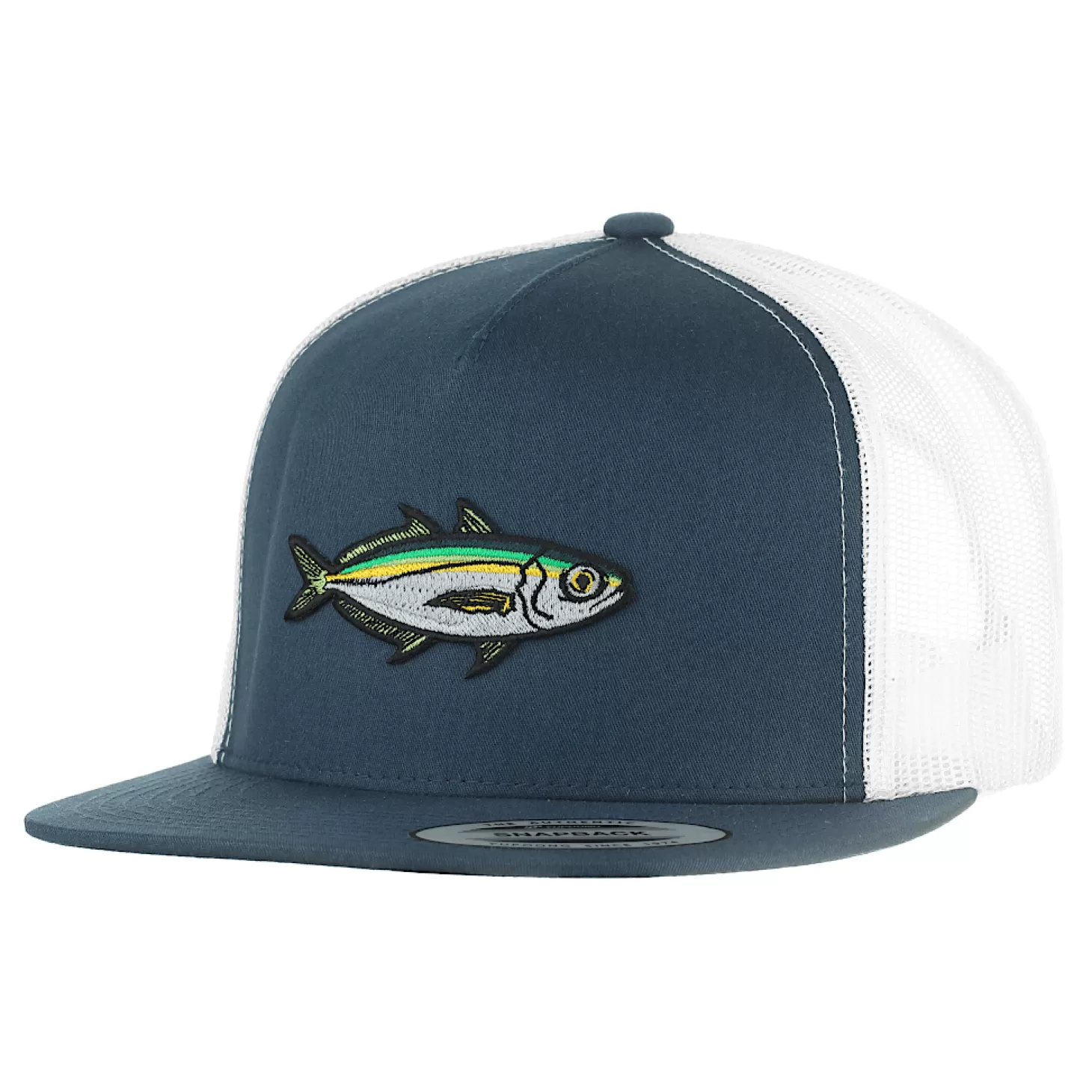 HiFishGear HFG - Akule Navy/White Snapback Flat Bill Trucker Hat