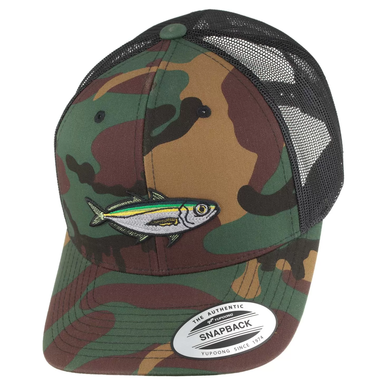 HiFishGear HFG - Akule Camo/Black Snapback Classic Trucker Hat