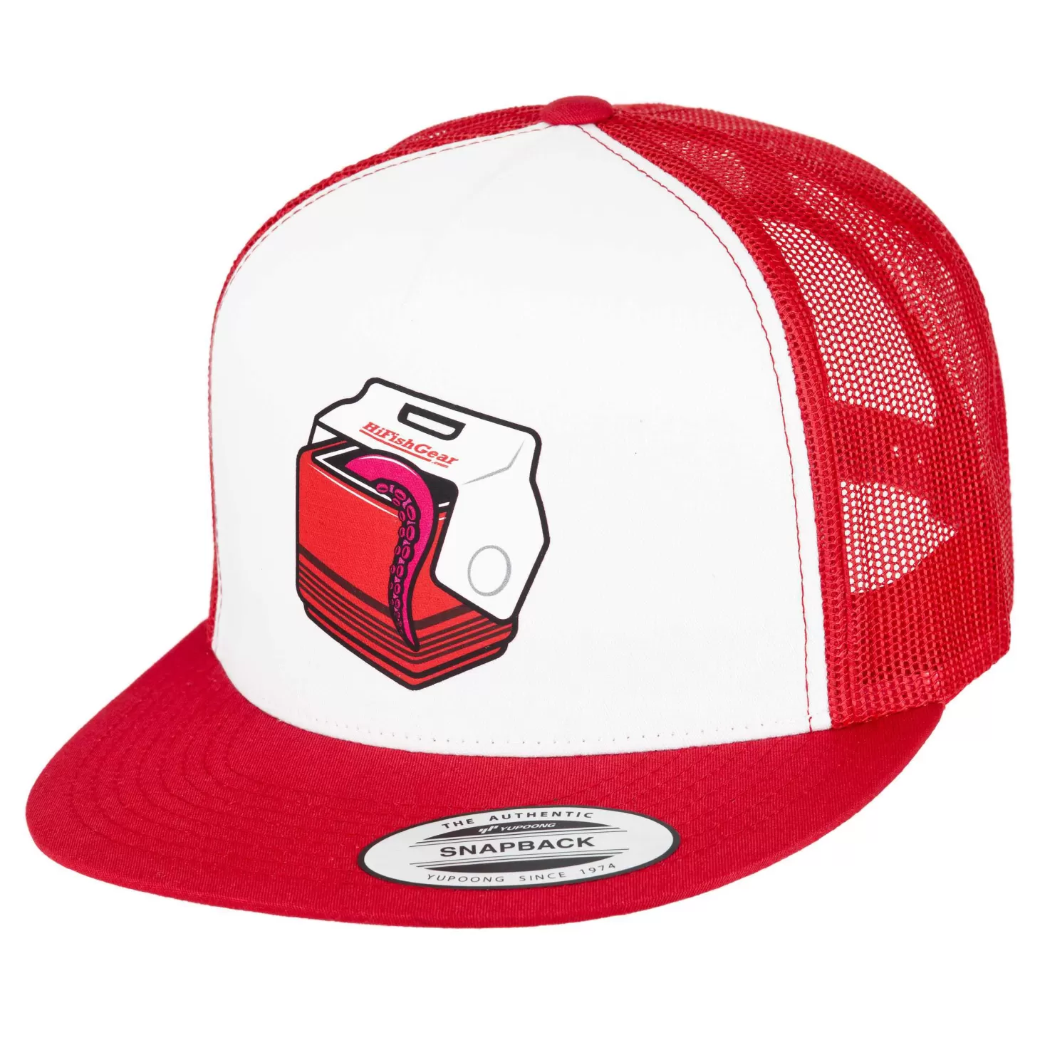 Hifishgear HFG - Bait Cooler Red/White FlatBill Trucker Hat