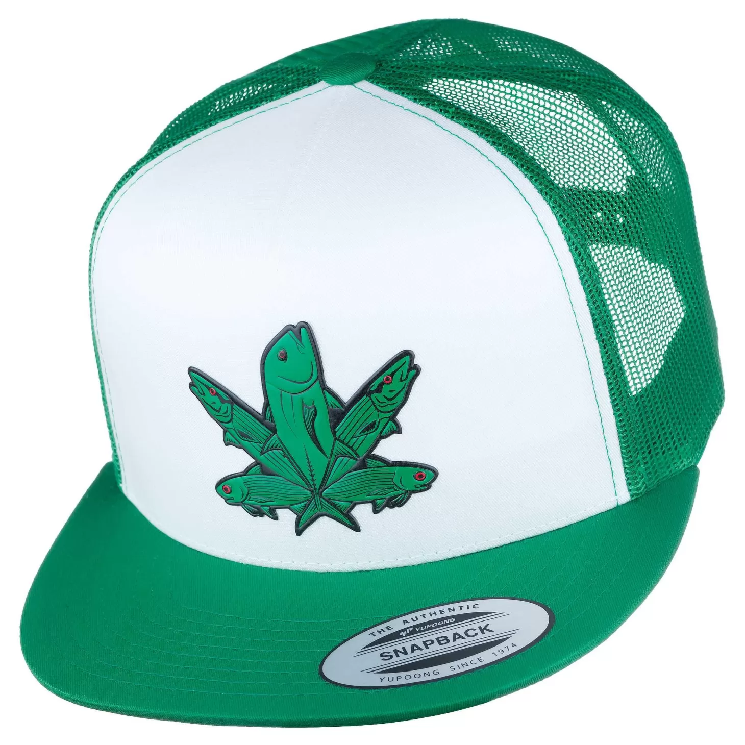 HiFishGear HFG - Green Fish Kelly Green Flat Bill Snapback Hat