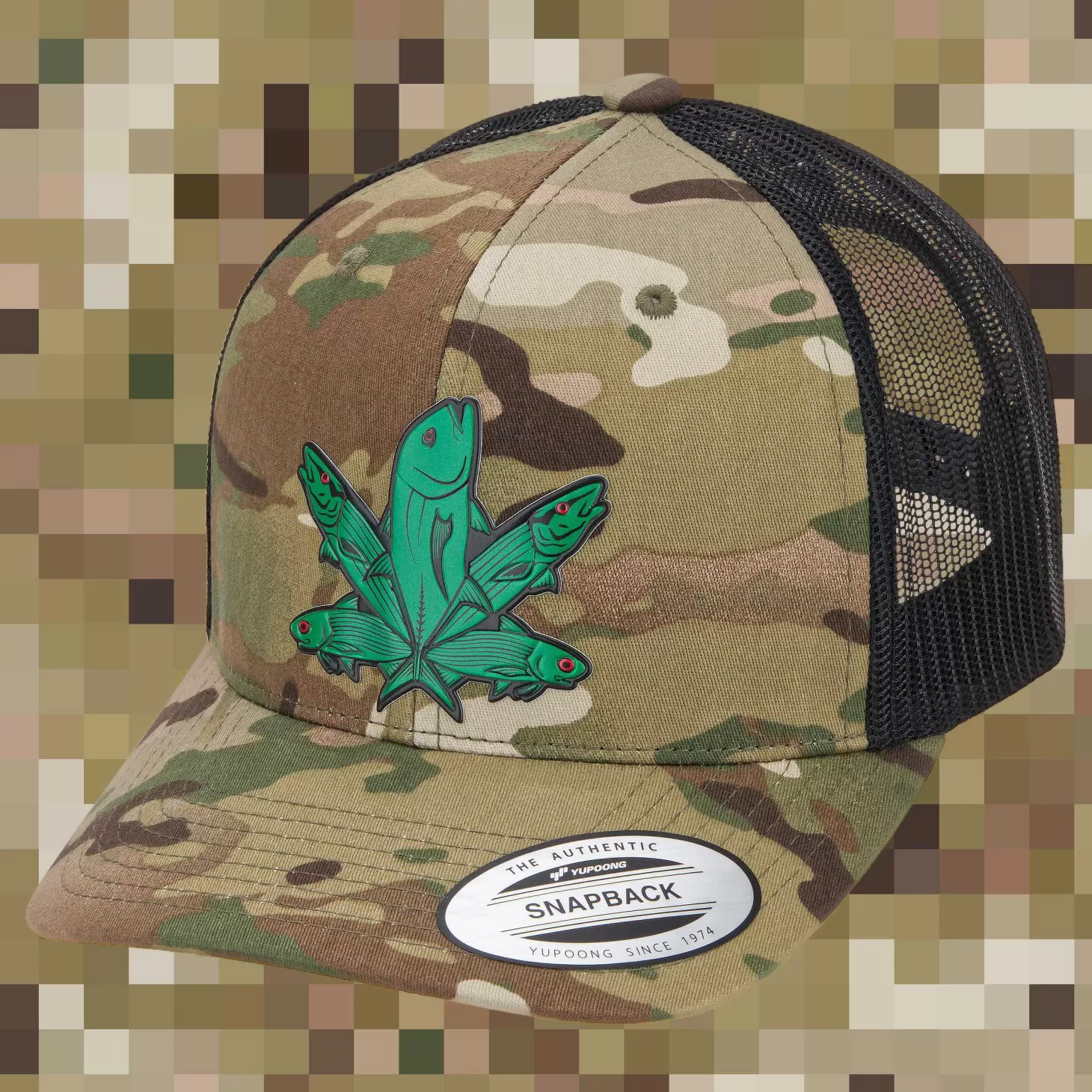 Hifishgear HFG - Green Fish Multicam® Light Snapback Classic Trucker Hat