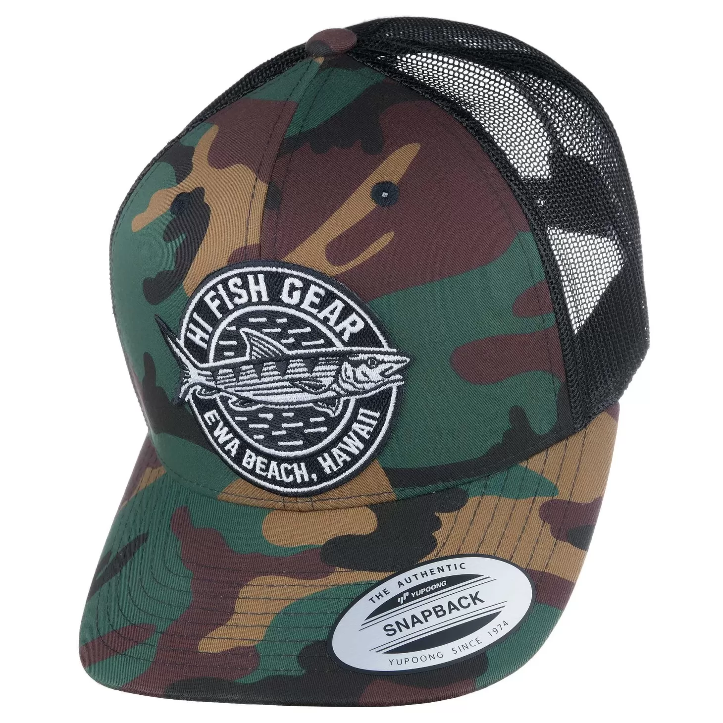 HiFishGear HFG - Oio Camo/Black Snapback Classic Trucker Hat