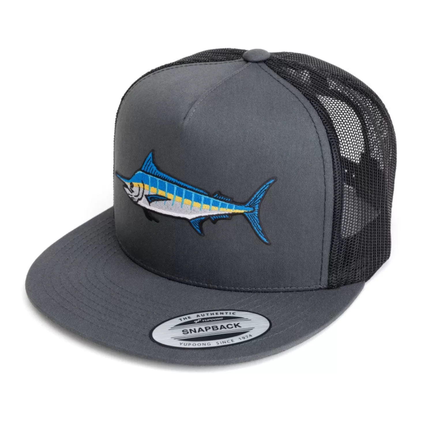 Hifishgear HFG - Marlin Charcoal/Black Snapback Flatbill Trucker Hat