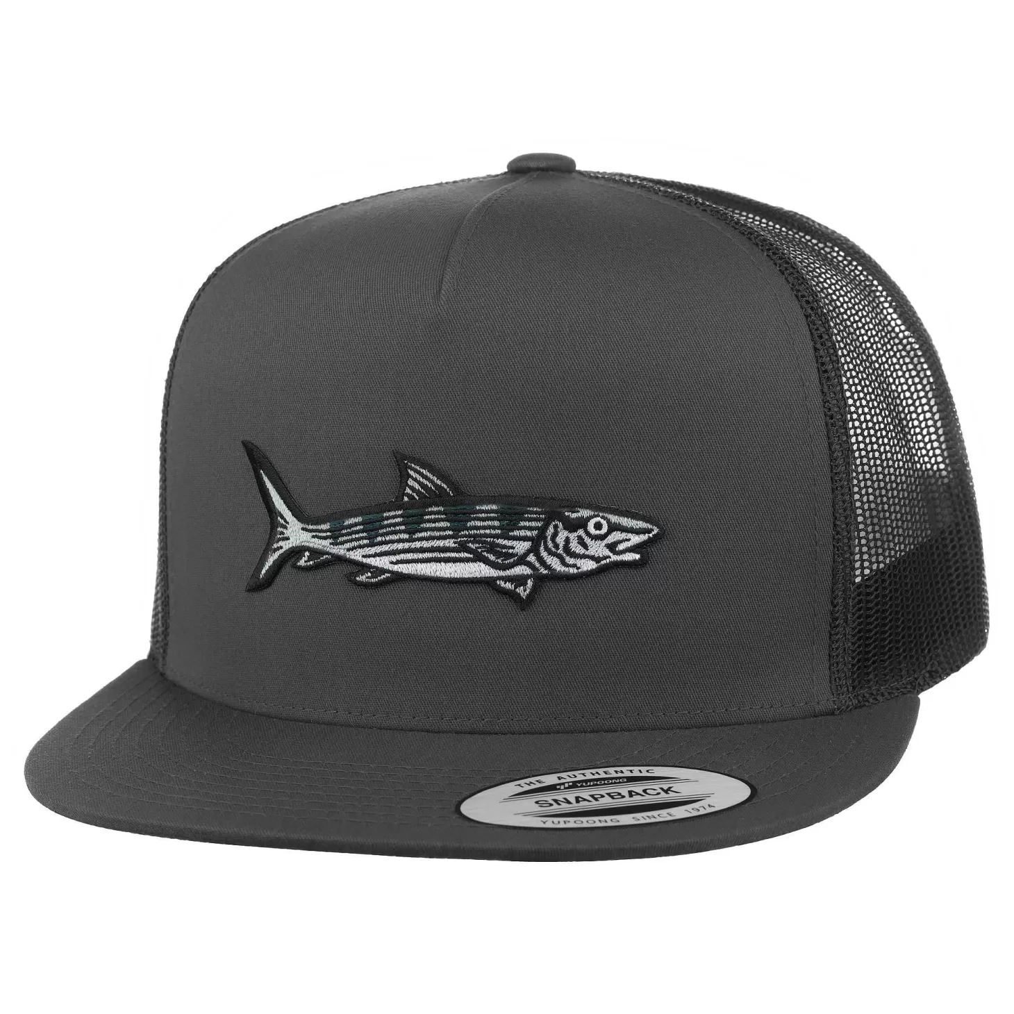 HiFishGear HFG - Oio (Bonefish) Charcoal/Black Flatbill Trucker Hat