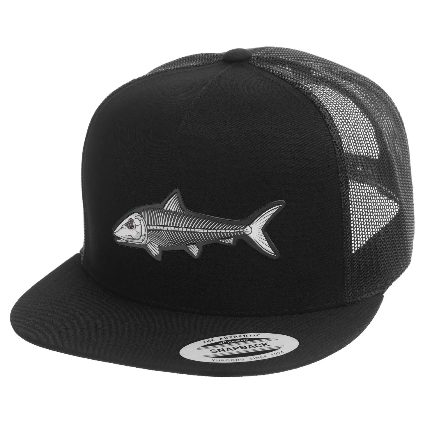 Hifishgear HFG - Oio Bones Black Snapback Flatbill Trucker Hat