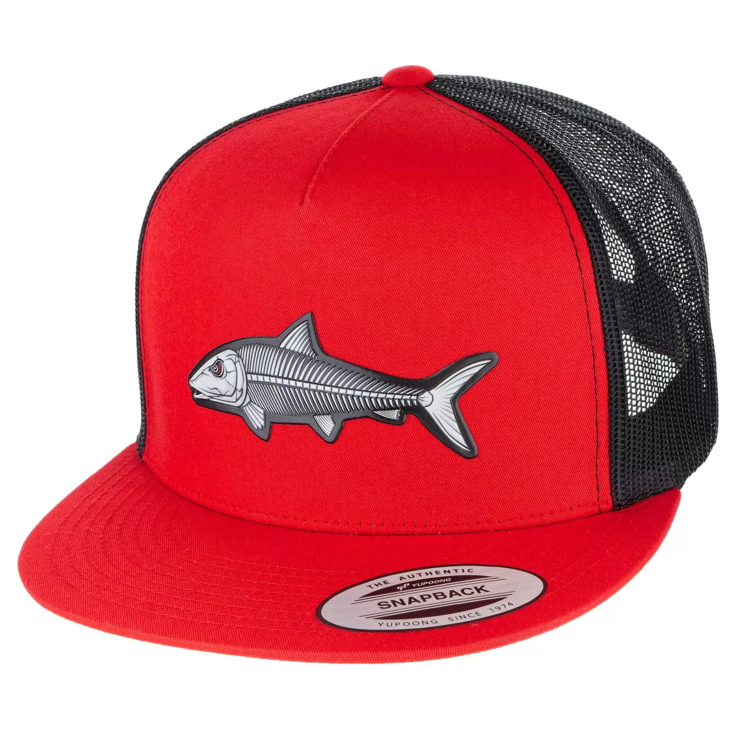 Hifishgear HFG - Oio Bones Red/Black Snapback Flatbill Trucker Hat