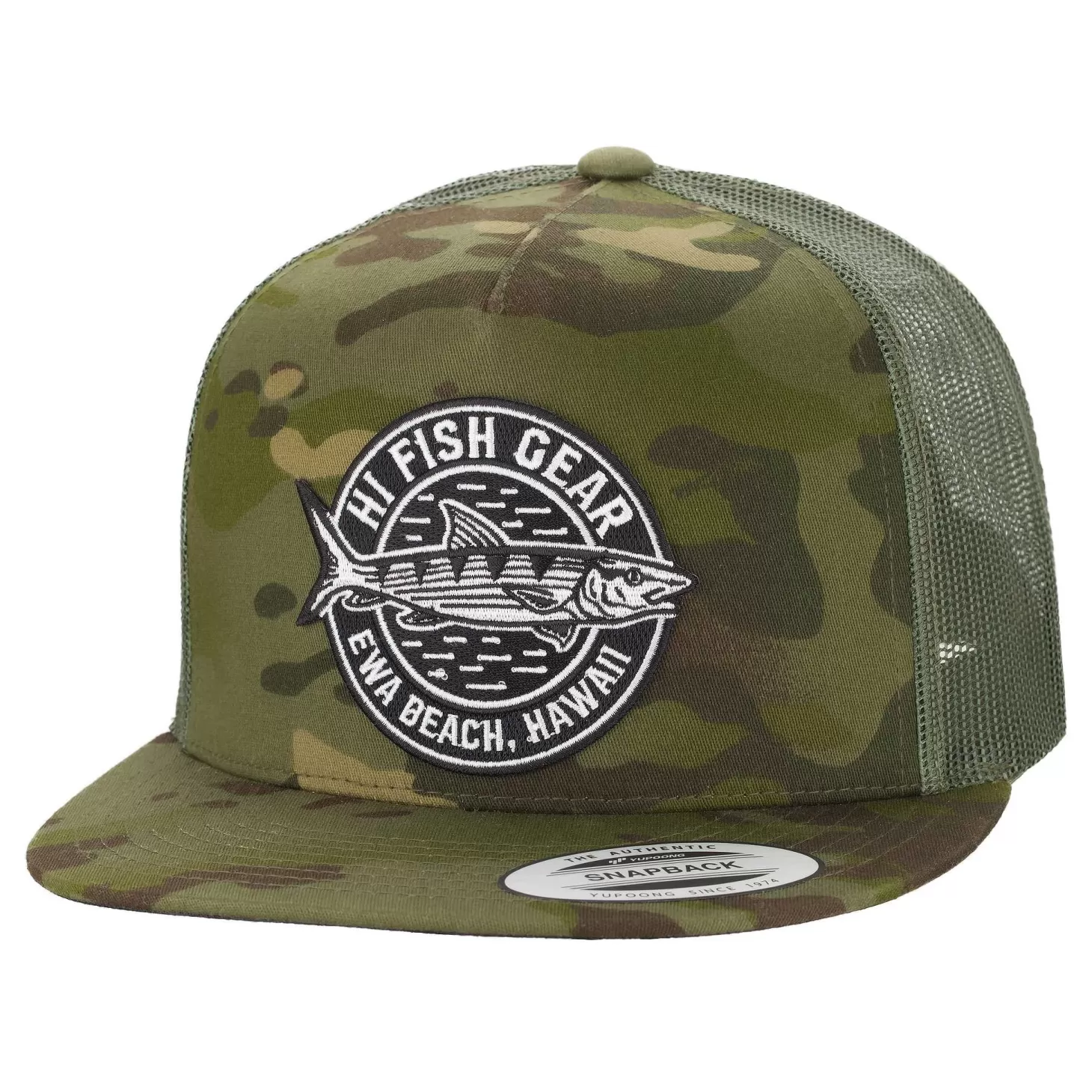 Hifishgear HFG - Oio Patch Tropic/Green Multicam® Snapback Flatbill Trucker Hat