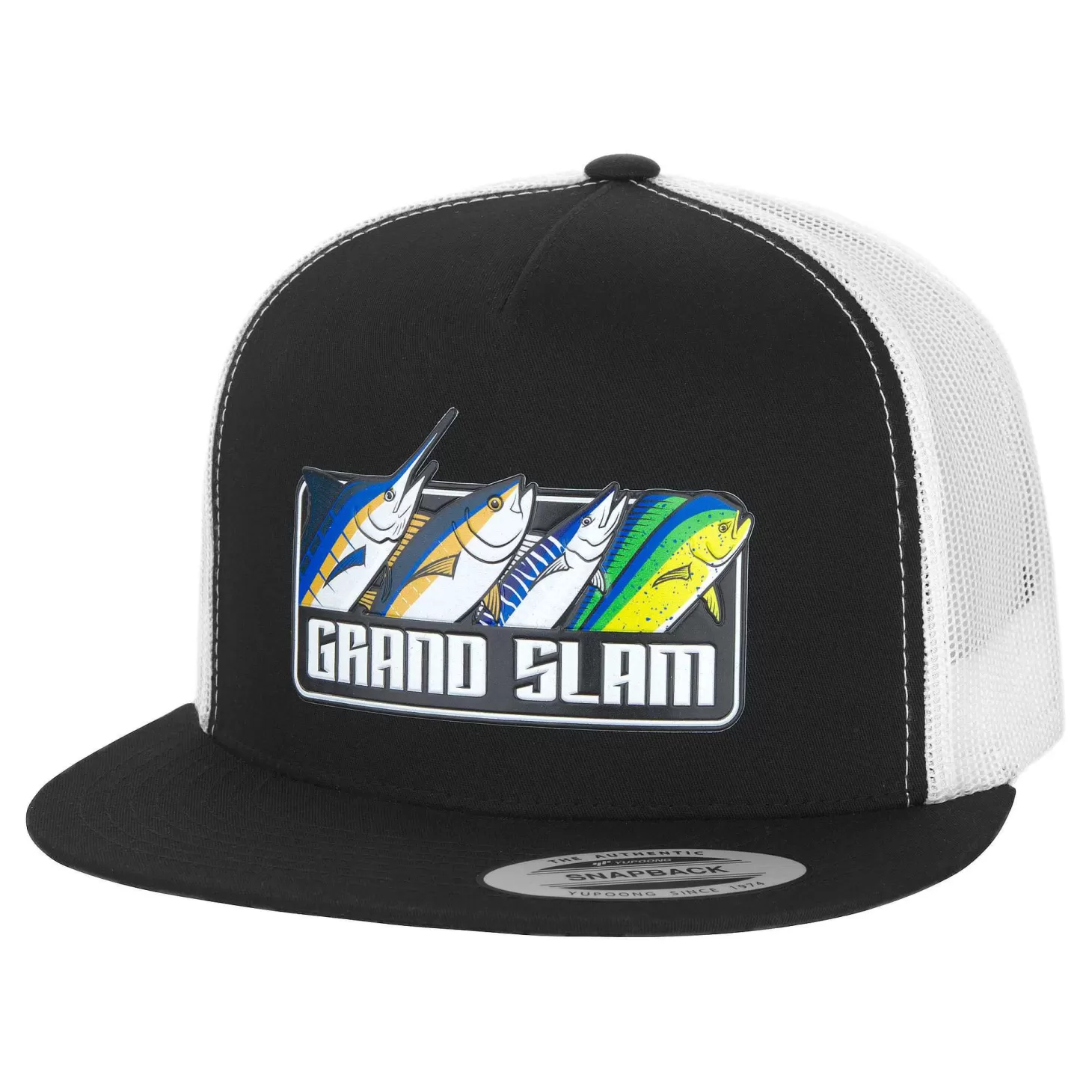 Hifishgear HFG - Pelagic Grand Slam White/Black Snapback Flatbill Trucker Hat