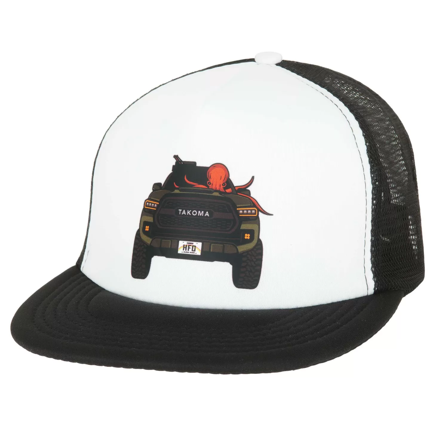 Hifishgear HFG - TAKOMA Black & White Flatbill Trucker Hat