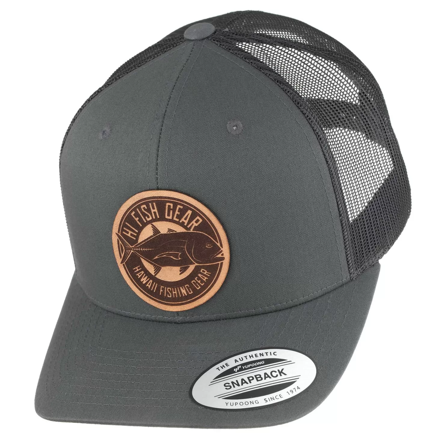 Hifishgear HFG - Ulua Leather Charcoal/Black Classic Snapback Trucker