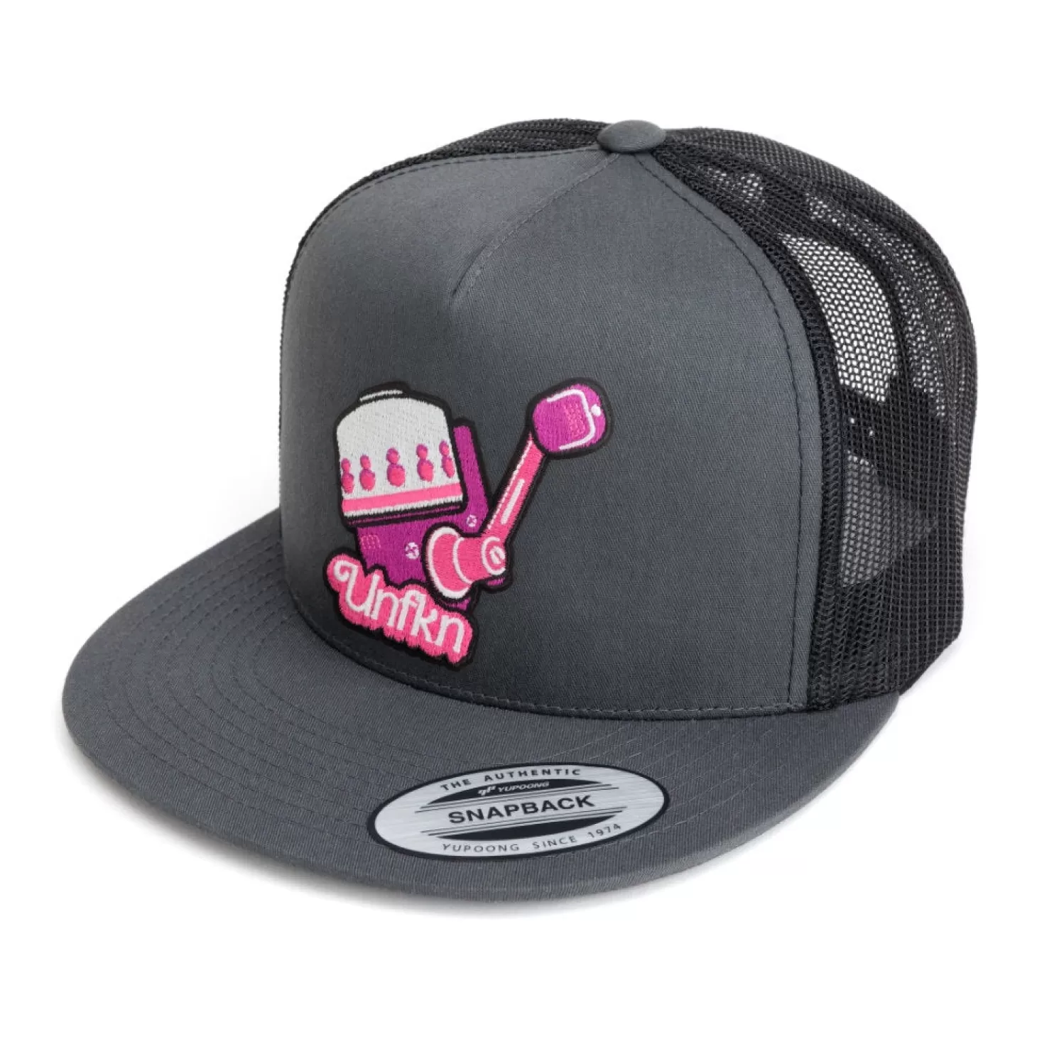 Hifishgear HFG - UNFKN Pink - Charcoal Black Flatbill Snapback Trucker Hat