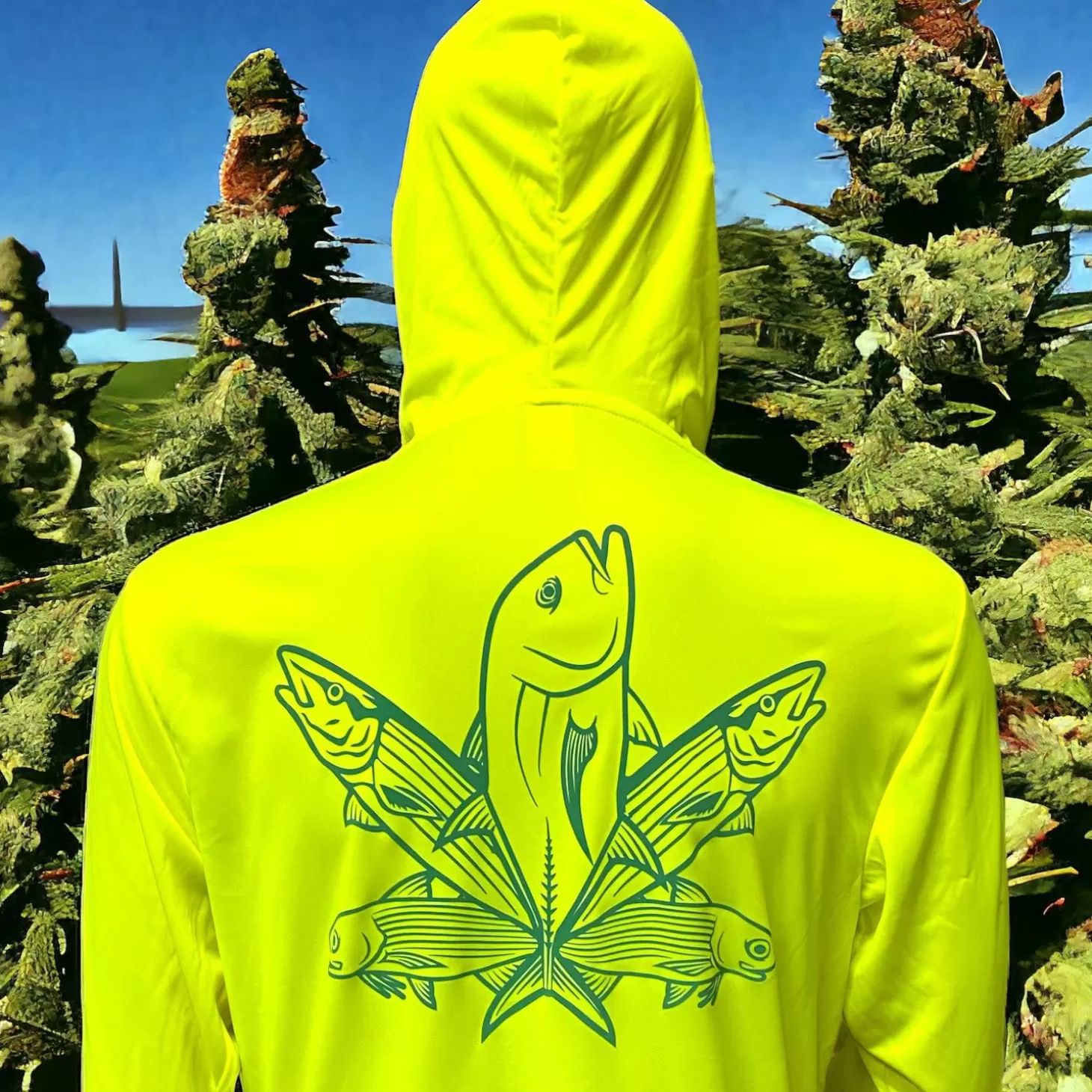 Hifishgear HFG -Green Fish Reflective UV Protection Hoodie (Safety Green)