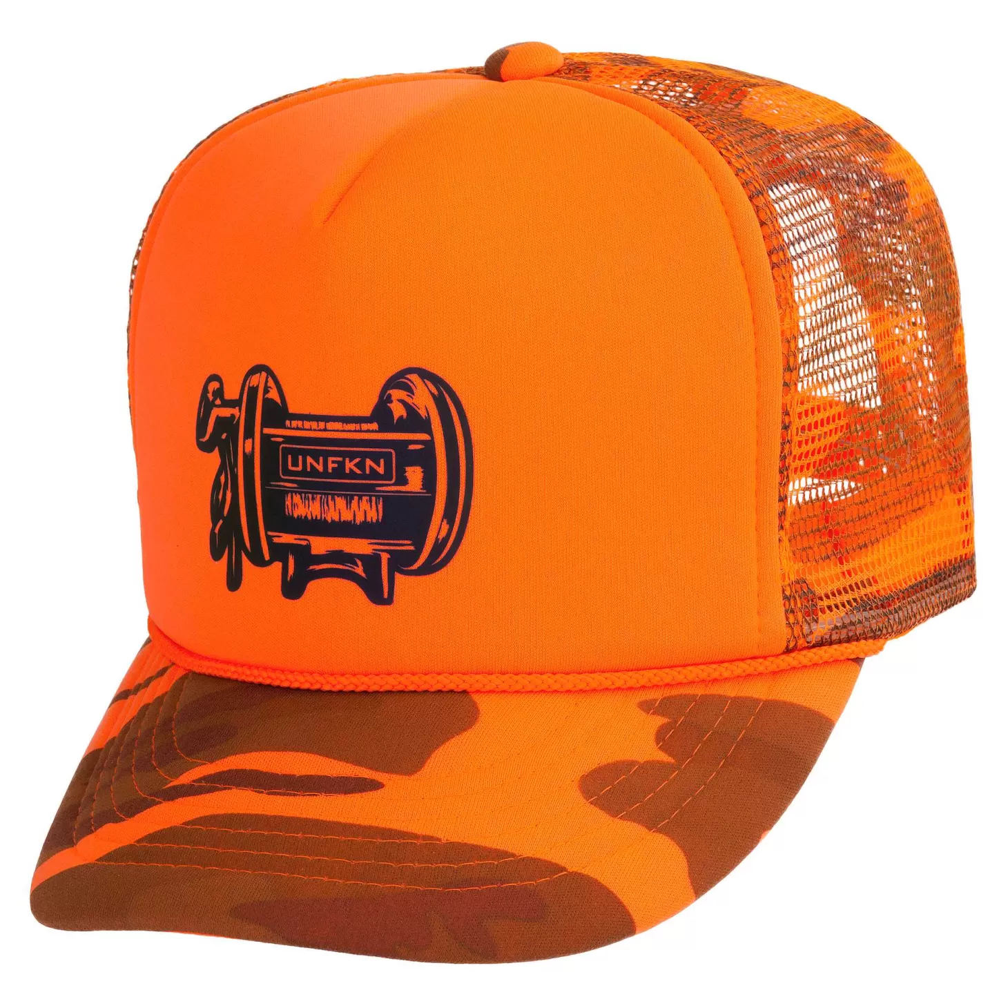 Hifishgear UNFKN Reel Hunter Orange Camo Classic Trucker Hat